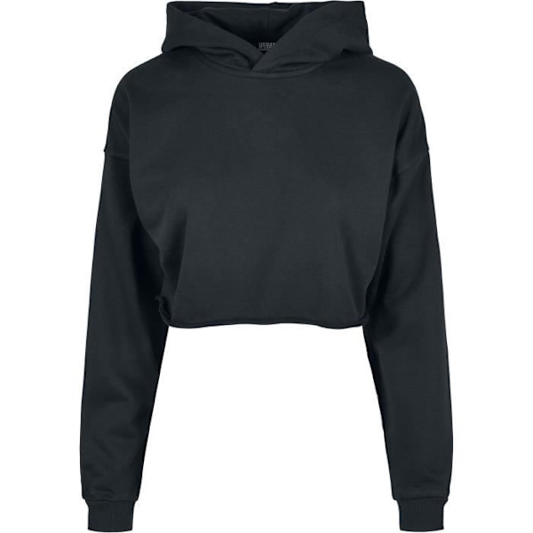 Svart huvtröja - URBAN CLASSICS - Oversized Cropped Sweatshirt - Dam - Långa ärmar Svart M