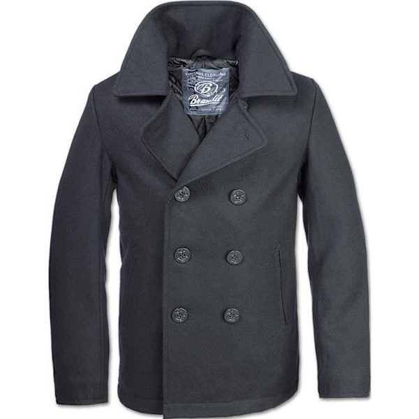 Peacoat - Brandit - Svart - US Navy-jacka - Bred revär - 2 sidofickor - M