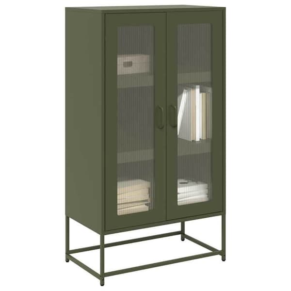 vidaXL Buffé hög olivgrön 68x39x123 cm stål 853360