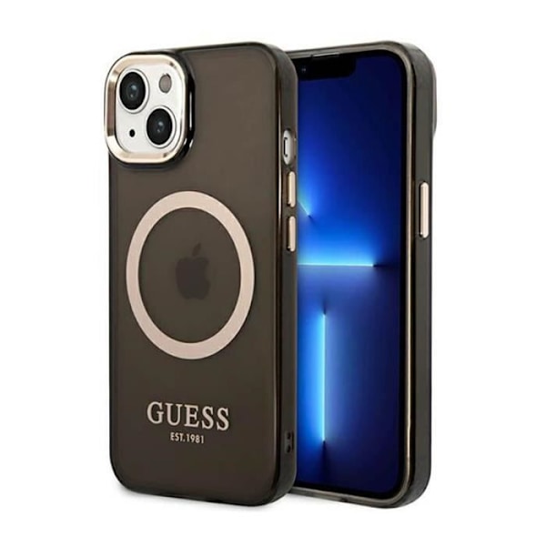 Guess Gold Outline Translucent MagSafe - Fodral för iPhone 14 Plus (svart) - 3666339069599