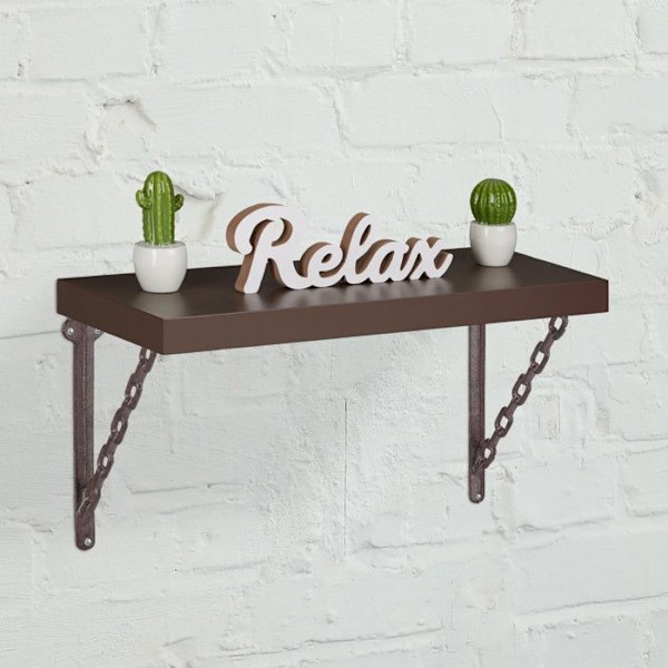 Relaxdays gjutjärnshyllfäste, set om 2, antik stil kedjemönster, väggfäste för hylla, rostig brun rostig brun