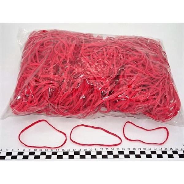 Gummiband - 110(Ø70)mm x 3mm - röd - 1kg påse