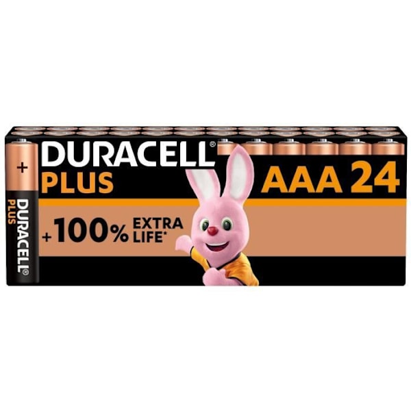 Duracell Plus AAA alkaliska batterier, 1,5V LR03 MN2400, 24-pack