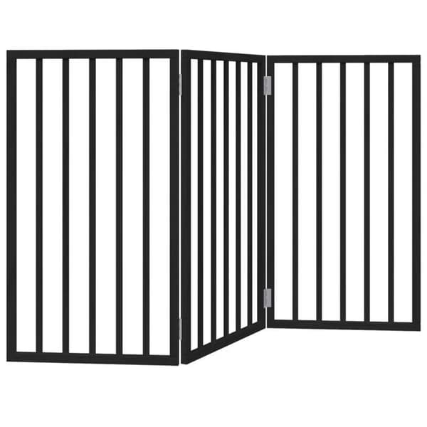 vidaXL Fällbar hundgrind 3 paneler svart poppelträ 352190