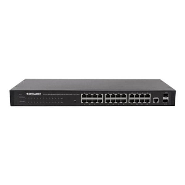 Intellinet 24-portars webbhanterad Gigabit Ethernet-switch med 2 SFP-portar Managed Switch 24 x 10-100-1000 + 2 x SFP... Svart