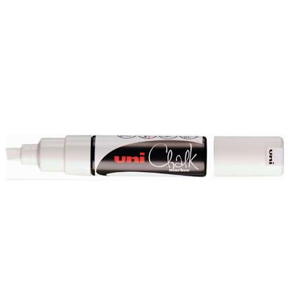Markör - UNIBALL - Vit Krita - Mejselspets - Raderbar - Bredd 8,0 mm Vit