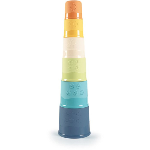 1:a ålderns leksak - Smoby - Tower of 6 Little Smoby Gröna koppar att stapla - Vit - Plast - Blandat Flerfärgad
