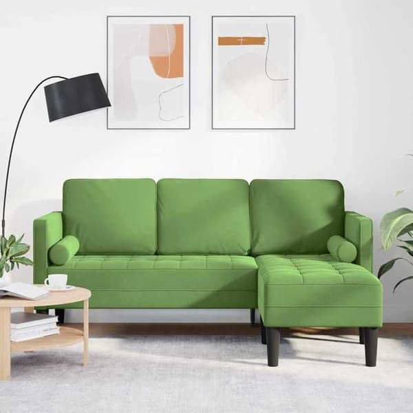 Set av ljusgröna soffor 173 x 131 x 67 cm sammet