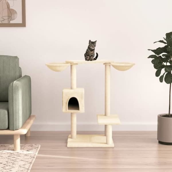 vidaXL kattträd med skrapstolpar kräm 82 cm 171759 Grädde