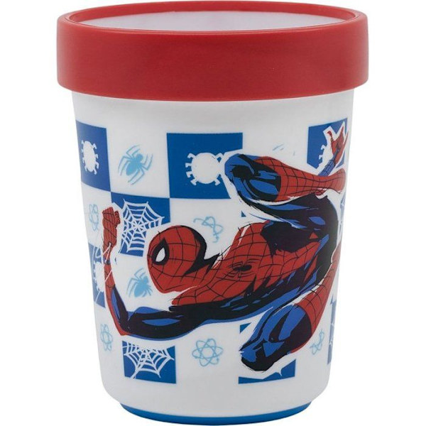 Fruktiga Drycker Tataway Röd Plastmugg Marvel Spiderman för Barn Spiderman 260 Ml med Halkfri Botten
