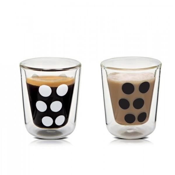 Double Wall Dot Dot Espressoglas Vit
