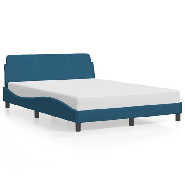 vidaXL Sängram med sänggavel Dover blå 120x200cm sammet 373156