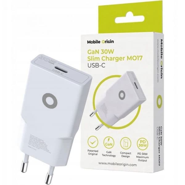 Laddare - MOBILE ORIGIN - MO17 - Väggadapter - 30 W - USB-C - Snabbladdning