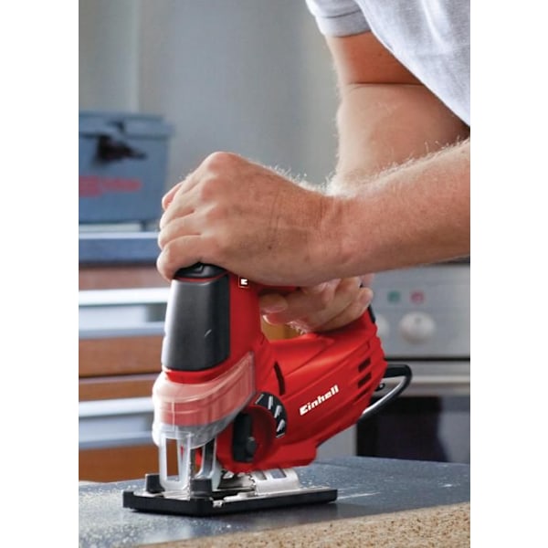 Einhell Pendelsåg TE-JS 100 (750 W, Elektronisk variator, Nejlbar fot, Blåsfunktion, Skärguide) Röd