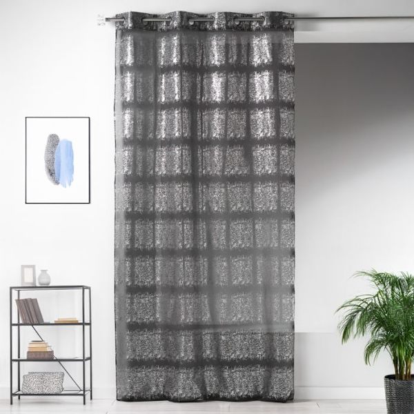 Svart ljuddämpande gardin med silvertryck 130x240cm