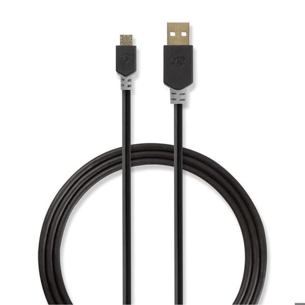 Nedis USB-kabel för Micro-USB typ B - 1m - Svart - Antracit