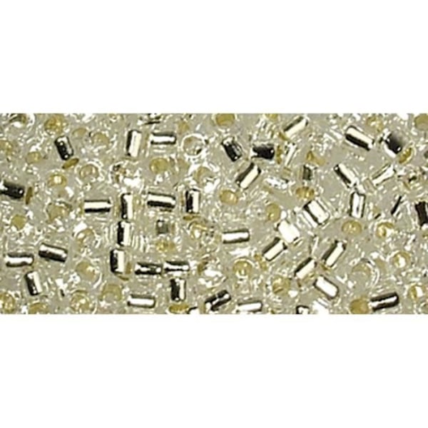 Miyuki Delica pärla - 1,6 mm - Silverkant - Bergkristall - Silver Miyuki Bergkristall, Silverinredning