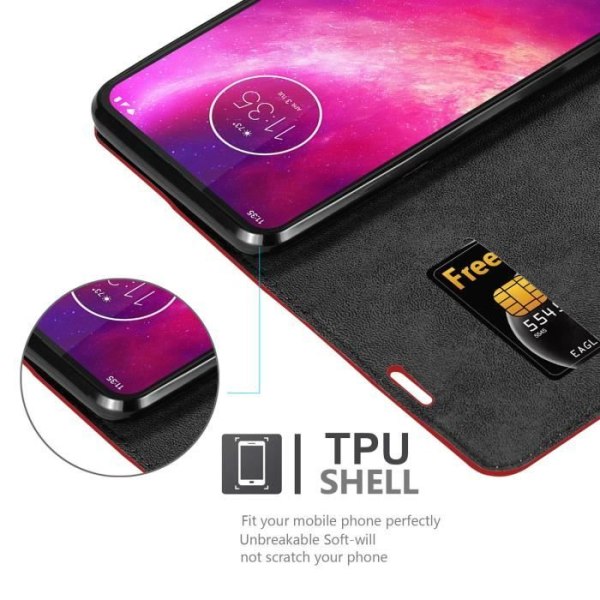 Cadorabo Fodral till Motorola ONE HYPER i APPLE RED Skyddsfodral magnetisk stängning