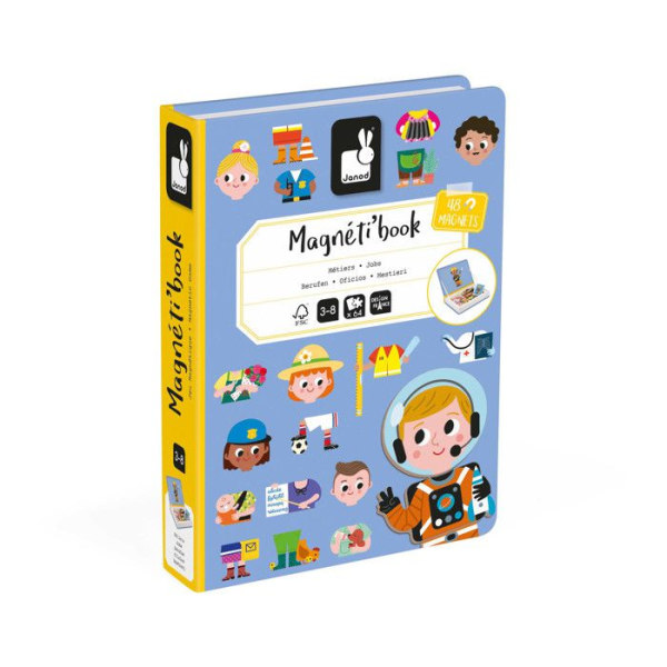 JANOD magnetisk pedagogisk leksak - Magnéti'Book Métiers - 48 magneter - 16 modellkort
