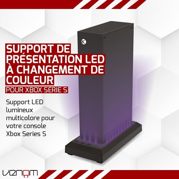 Fixationskonsol - stödkonsol Venom Multi-Colour LED-belysningskonsolställ - svart (Xbox Series S)