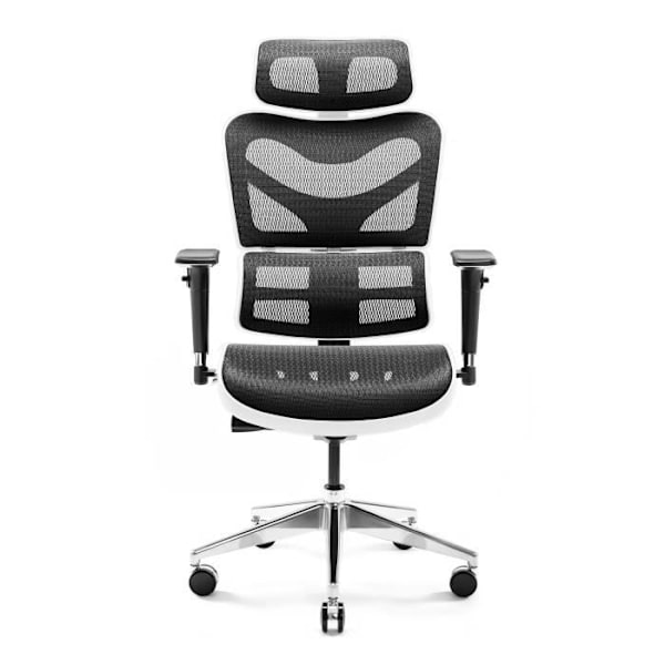 Diablo V-Commander Ergonomisk kontorsstol 3D-armstöd Svankstöd Nackstöd Justerbart säte Mesh-tyg Vit-svart vit svart