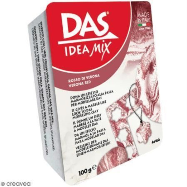 DAS MIX självhärdande pasta att blanda - Marmorerad effekt - Verona röd - 100 g - Giotto