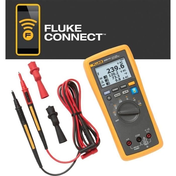 Fluke Connectâ „¢ FLK-3000 FC trådlös digital multimeter grafisk display, CAT III 1000 V datalogger, CAT IV