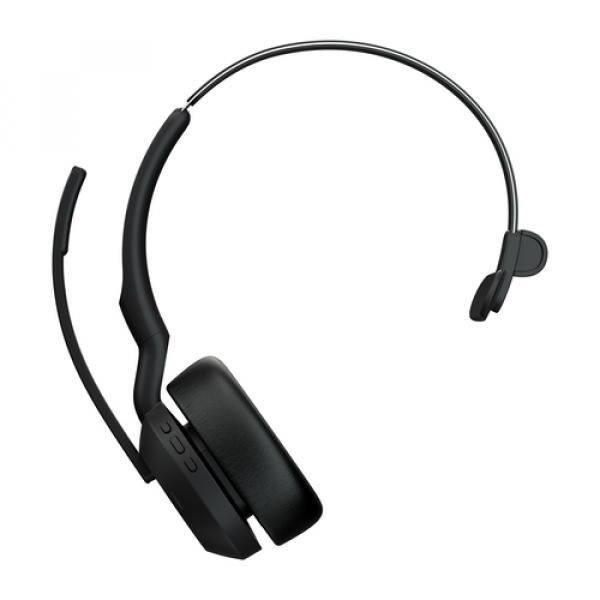 Jabra Evolve2 55 UC Mono - Headset - in-ear - Bluetooth - trådlöst - aktiv ljudavstängning - USB-A - svart - Certifierad