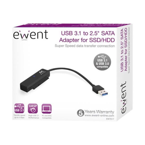Ewent - Lagringskontroll - SATA 3Gb-s - USB 3.1 - svart