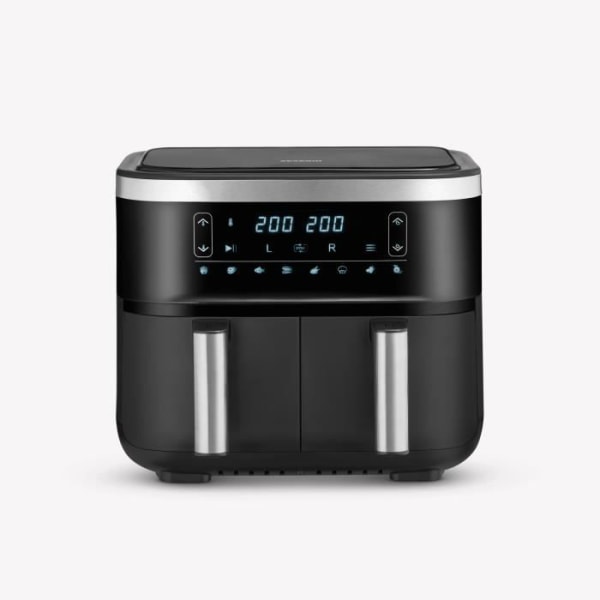 Varmluftsfritös - SEVERIN - FR 2453 - 2 korgar - 8 automatiska program - 3,25 L Svart, Silver