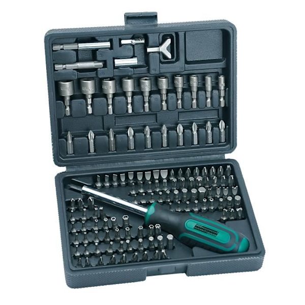 Bits- och hylssats - MANNESMANN - 122 delar - Kromvanadinstål - 3 mm - 6-punkts