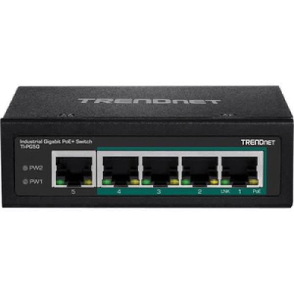 trendnet 5-ports industriell gigabit poe+ din-rail switch blackRouter, wifi, nätverk 5-PORT INDUSTRIELL GIGABIT POE+ DIN-RAIL SWITCH