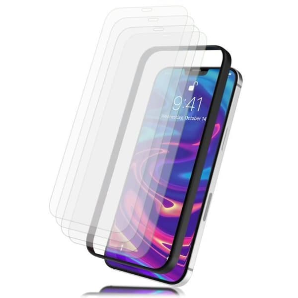 Härdat Glas (4x) & Applicerare för iPhone 12 Mini – NALIA – Heltäckande Skärmskydd, Screen Protector 9H, Installationskit