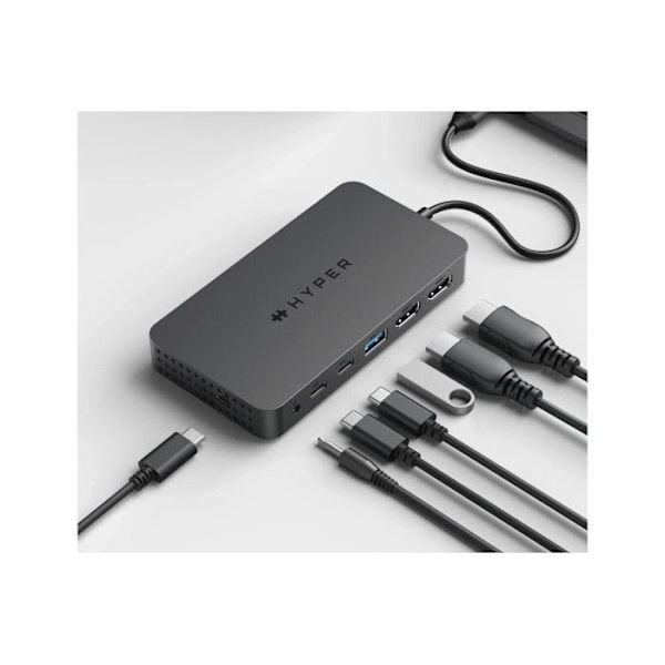 Adaptör och omvandlare Hyper HUB USB C 7 I 1 DUBBEL HDMI 4K HD70002GL