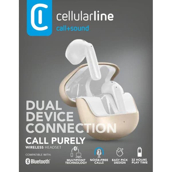 Cellularline Call Purely Auricolari Bluetooth Guld med Laddningsfodral och ENC
