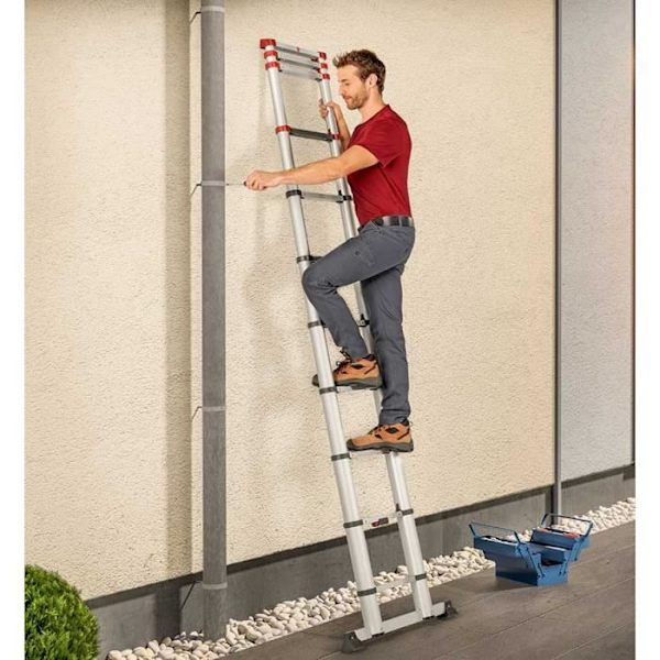 HAILO - Teleskopisk hopfällbar stege 13 stegpinnar 3m80 i aluminium - Flexline