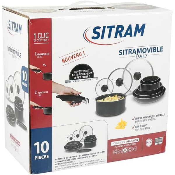 Sitram 713499 Aluminium Kökset 10 Delar Non-stick Silver