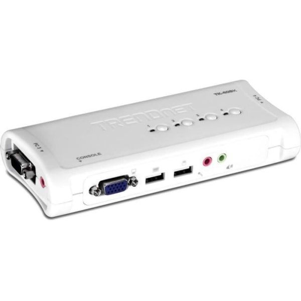 TRENDnet TK-409K KVM 4 Port VGA USB + Audio + Kablar Blå