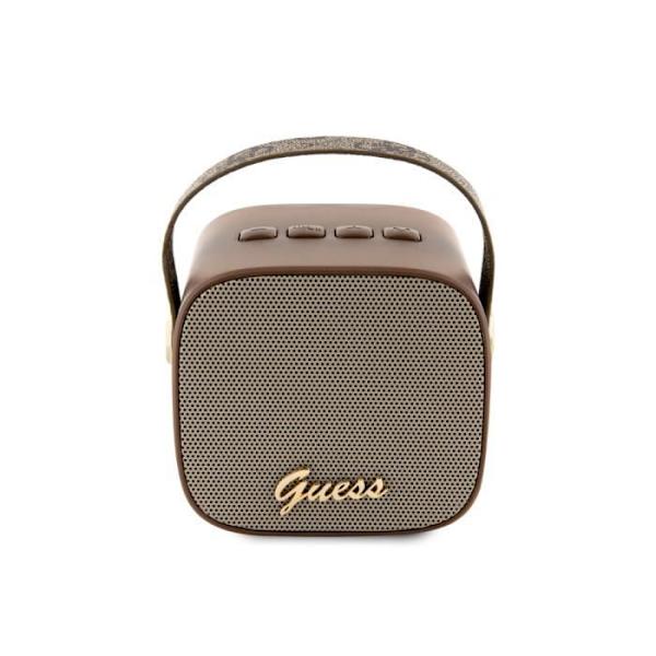 Kompakt 5W Bluetooth 5.3-högtalare med läderrem 4G Guess Pattern Brown kastanj