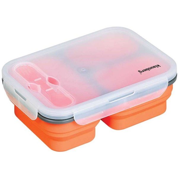 Lunchbox - KLAUSBERG - KB-7024 - Fällbar silikon - 3 fack - Vattentät Grönt och orange