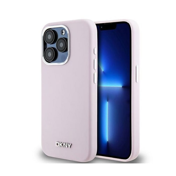 DKNY Liquid Silicone Liten Metall Logotyp MagSafe - Skal för iPhone 14 Pro (rosa)