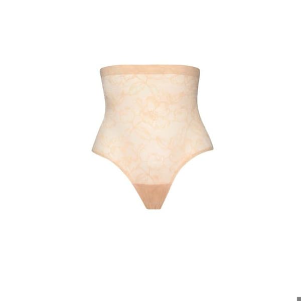 Hög midja spetsstring för kvinnor Bye Bra - beige beige jag