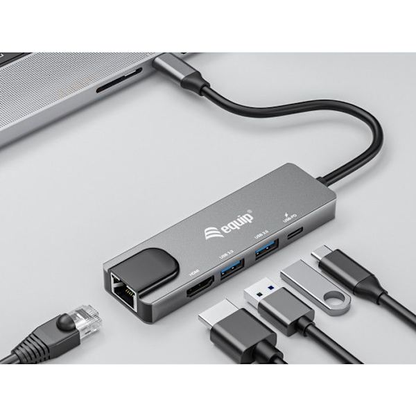 Multifunktionsadapter - EQUIP - 133489 - HDMI 4K/30Hz - Gigabit LAN - USB 3.2 Gen1 - USB PD 100W