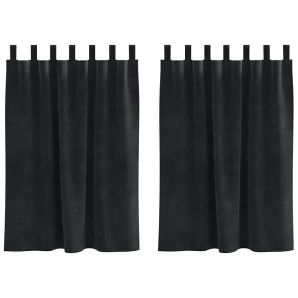 Mörkläggningsgardiner - Öglor - Svart - Matt polyester - 2-pack Svart