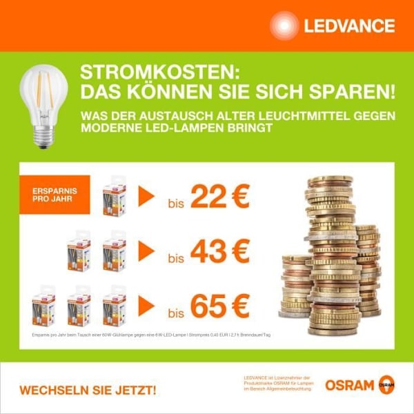 OSRAM LED-lampa | Sockel: B22d | Varm vit | 2700 K | 8,50 W | ersättning för 60 W glödlampa | opal | LED BASE Vit