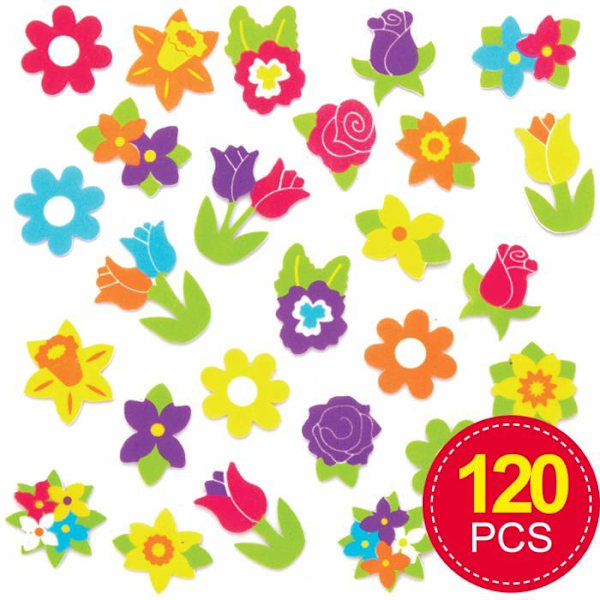 Baker Ross - AT638 - Foam Spring Flower Stickers (Förpackning med 120) - Barnhantverk,