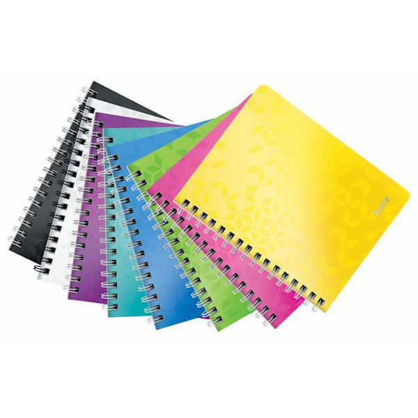 Leitz Notebook - 46390001 -, A5 PP fodrad spiral anteckningsbok, 160 sidor 80g/m, WOW, Vit,
