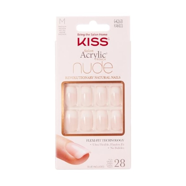 Faux Naglar - KISS - KAN03C - Längd M - Färg Nude - Färdig Manikyr Nude, fransk