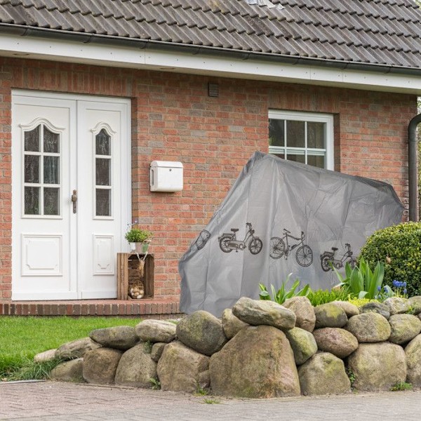 Relaxdays cykelförvaringsgarage i polyeten, tårresistent täckning, lock 200x 115 cm, flera färger grå, mörkbrun