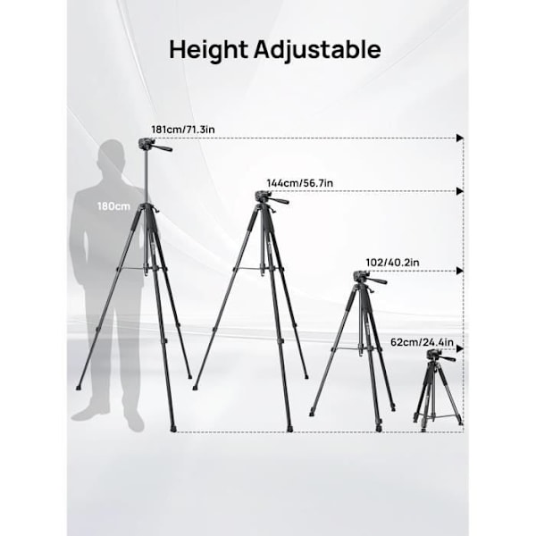 Stativ - MOMAN - TP71T - Lätt Aluminium - Maximal Belastning 5 KG - Höjd 180 cm